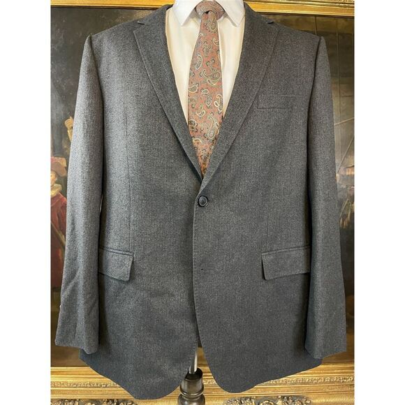 Hugo Boss 46R THE‎ COAST_US Dark Gray Herringbone Stretch 2Btn Blazer Jacket